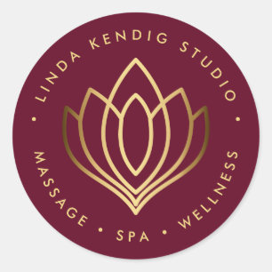 Adesivo Redondo Símbolo Dourado de ioga lotus  Ruby Wellness mass