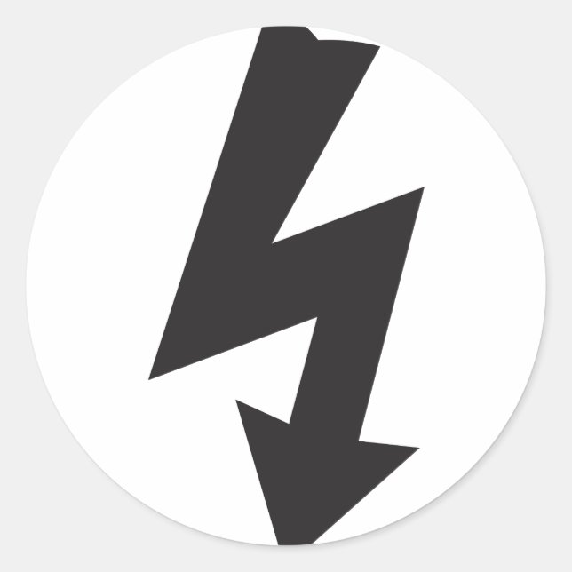 Adesivo Redondo Símbolo elétrico trovão de eletricidade (Frente)