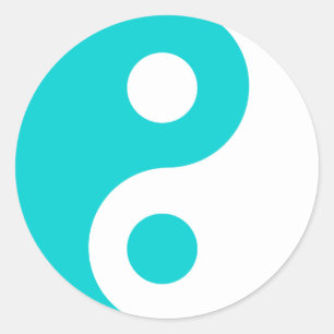 Adesivo Redondo Símbolo escuro de Yin Yang de turquesa