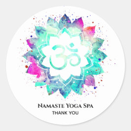 Adesivo Redondo *~* Símbolo Espiritual OM Lotus Flor Aum