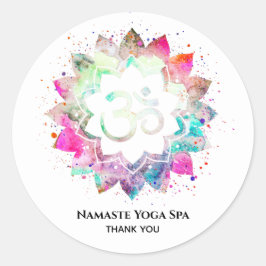 Adesivo Redondo *~* Símbolo Espiritual OM Símbolo Lotus Flor