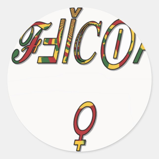 Adesivo Redondo Símbolo feminino "OFICIAL" invertido Impressão (Frente)