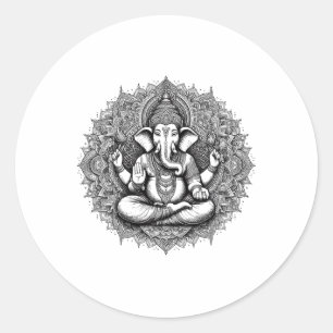 Adesivo Redondo Símbolo Ganesh Yoga Hindu Elefante Deus Ganesha Pu