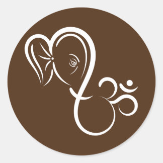 Adesivo Redondo Símbolo Ganesha Meditação Caligrafia espiritual
