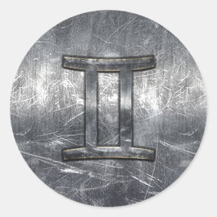 Adesivo Redondo Símbolo Gemini Zodiac em Estilo de Distância Grung