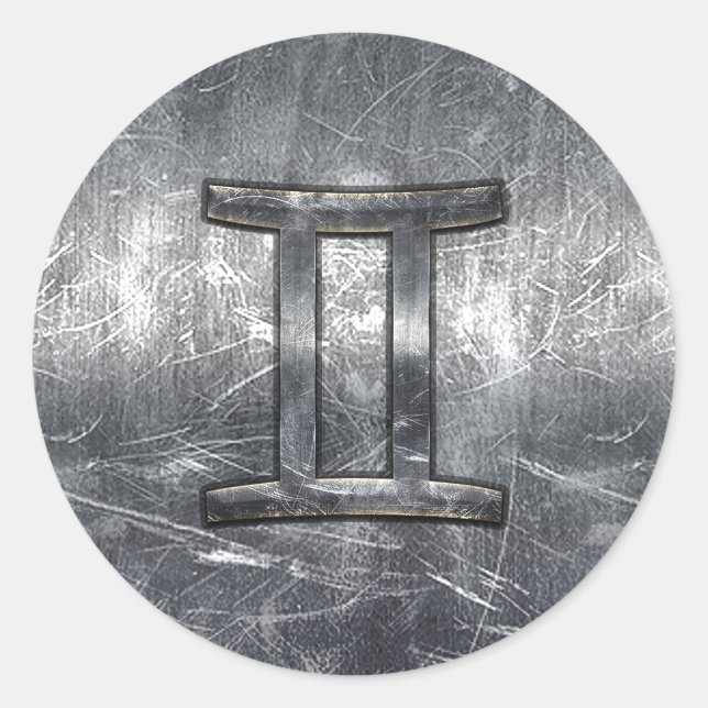 Adesivo Redondo Símbolo Gemini Zodiac em Estilo de Distância Grung (Frente)