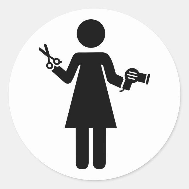 Adesivo Redondo Símbolo Hairdresser (Frente)
