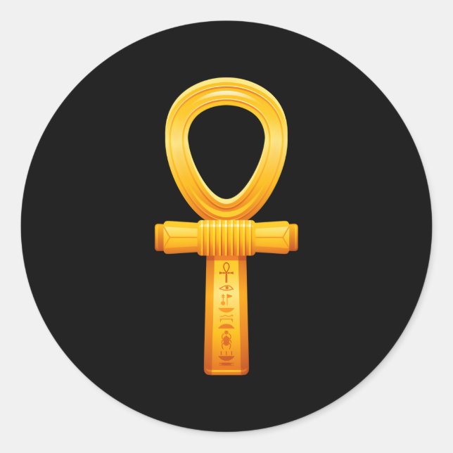Adesivo Redondo Símbolo Hieroglífico Egípcio Ankh Antigo Egípcio (Frente)