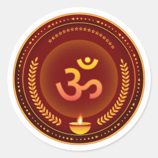 Adesivo Redondo Símbolo hindu Om dourado