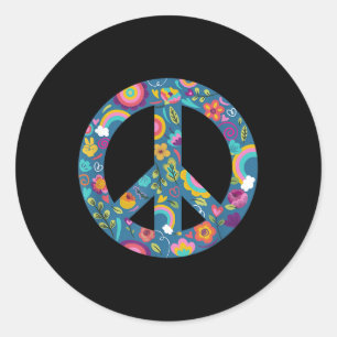 Adesivo Redondo Símbolo Hippie do Logotipo de Paz Anti-Guerra Fala