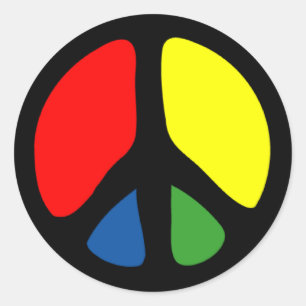 Adesivo Redondo Símbolo Hippy Groovy Peace