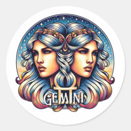 Adesivo Redondo Símbolo Horoscópio Gemini | Sinal de Astrologia Gê