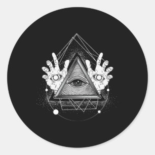 Adesivo Redondo Símbolo Illuminati Símbolo de Pirâmide Masônica Tr