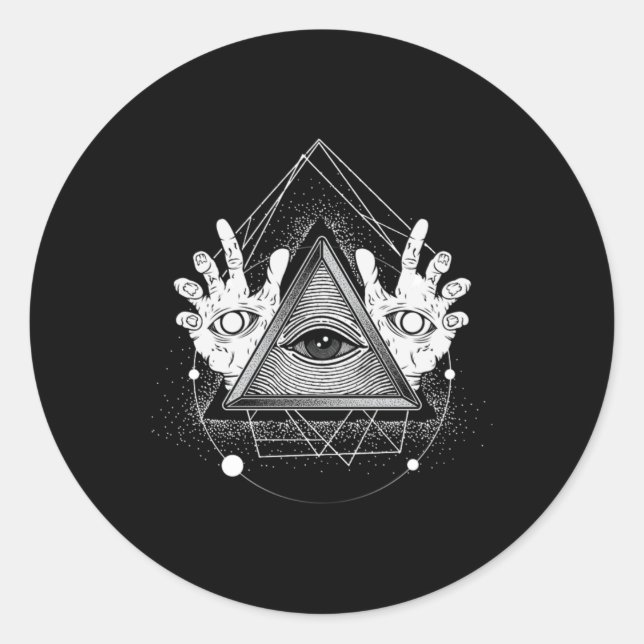 Adesivo Redondo Símbolo Illuminati Símbolo de Pirâmide Masônica Tr (Frente)
