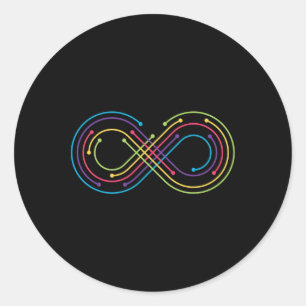 Adesivo Redondo Símbolo Infinito Arco-Íris Orgulho Autismo Sensibi