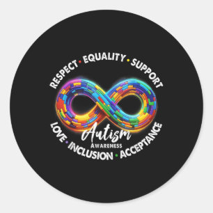 Adesivo Redondo Símbolo Infinito Consciência Autismo Respeita Igua
