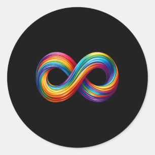 Adesivo Redondo Símbolo Infinito de Neurodiversidade Símbolo Arco-