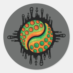 Adesivo Redondo Símbolo Inky Octopus Tentacle Yin Yang