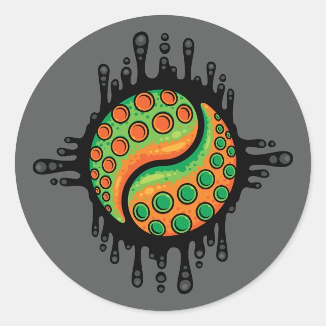 Adesivo Redondo Símbolo Inky Octopus Tentacle Yin Yang (Frente)