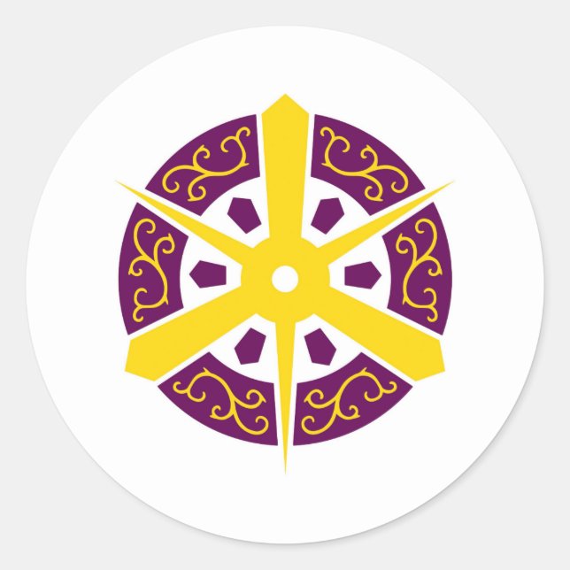 Adesivo Redondo Símbolo japão da prefeitura de Quioto, bandeira de (Frente)