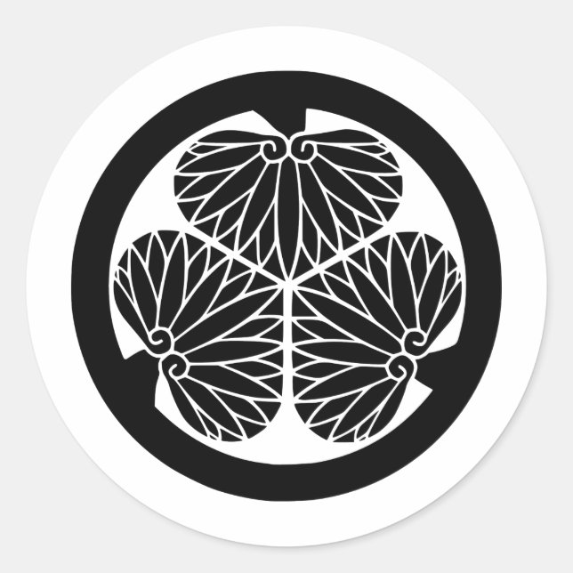 Adesivo Redondo Símbolo japonês da crista KAMON da família (Frente)