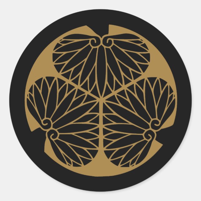 Adesivo Redondo Símbolo japonês da crista KAMON da família (Frente)