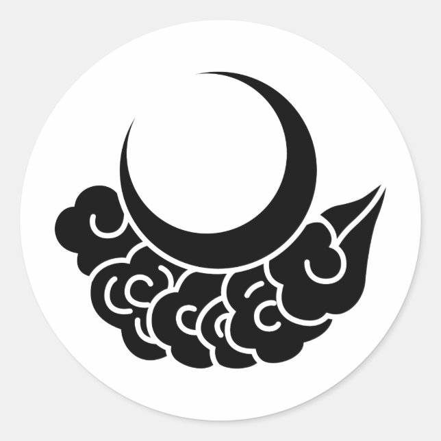 Adesivo Redondo Símbolo KAMON Crest da Família Japonesa (Frente)