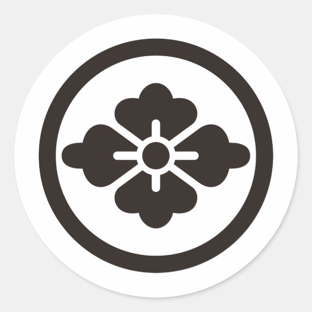 Adesivo Redondo Símbolo KAMON Crest da Família Japonesa (Frente)