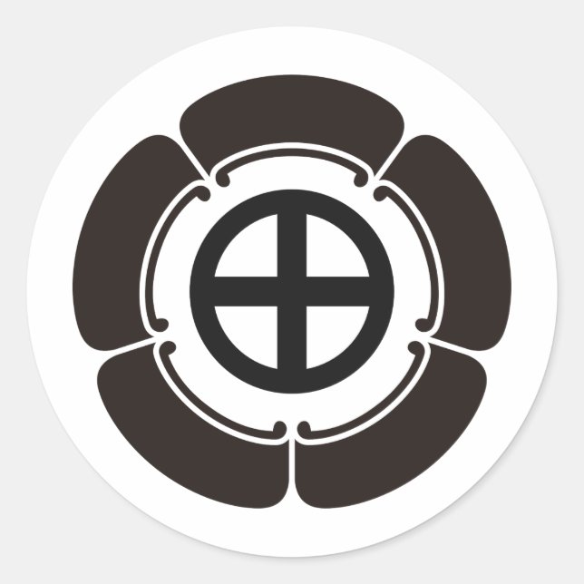 Adesivo Redondo Símbolo KAMON Crest da Família Japonesa (Frente)