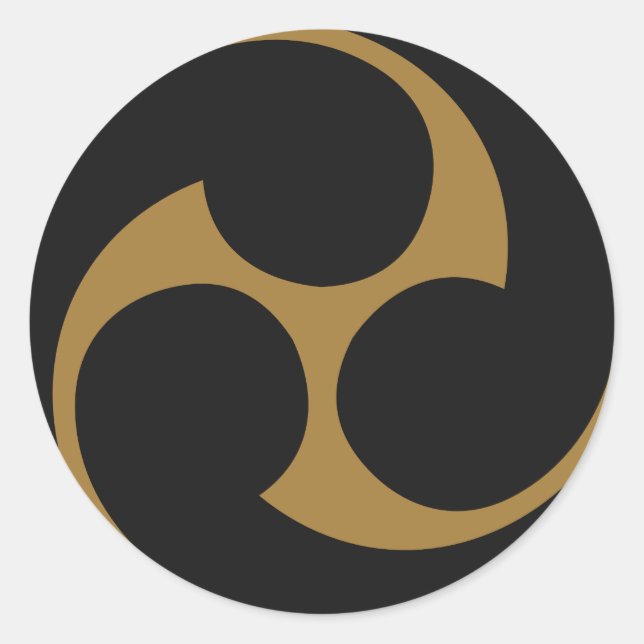 Adesivo Redondo Símbolo KAMON Crest da Família Japonesa (Frente)