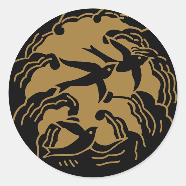 Adesivo Redondo Símbolo KAMON Crest da Família Japonesa (Frente)