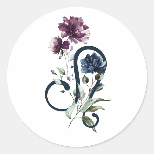 Adesivo Redondo Símbolo Leo Zodíaco (Frente)