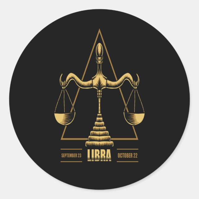 Adesivo Redondo Símbolo Libra Zodiac (Frente)