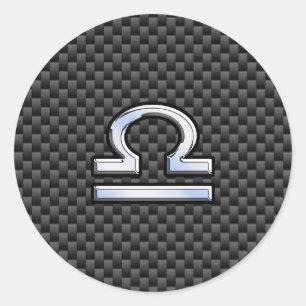 Adesivo Redondo Símbolo libra zodiac em decor de fibra de carbono