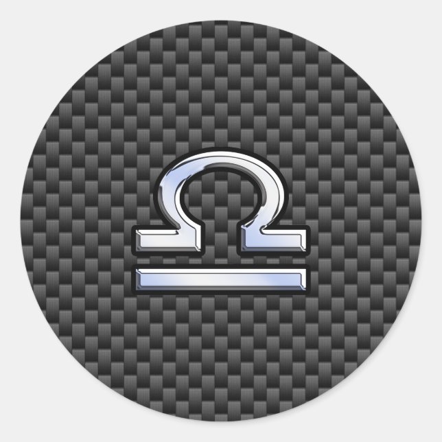 Adesivo Redondo Símbolo libra zodiac em decor de fibra de carbono (Frente)