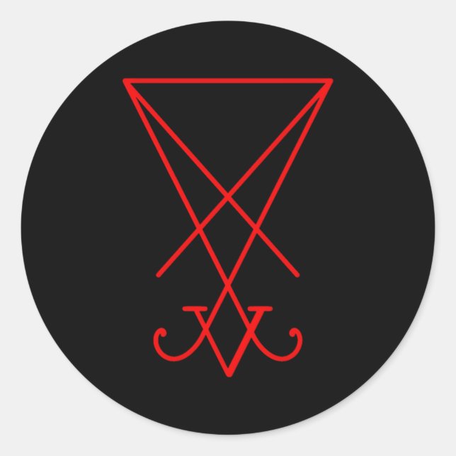 Adesivo Redondo Símbolo Lucifer Sigil Luciferian 666 Occult Satâni (Frente)