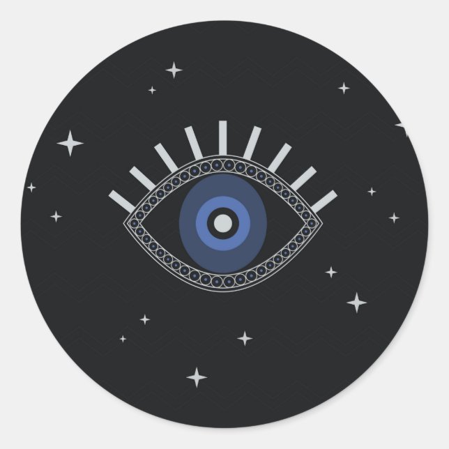Adesivo Redondo Símbolo mágico étnico da proteção dos olhos azuis (Frente)