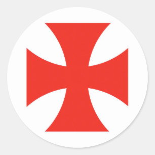 Adesivo Redondo símbolo malta templar tricota vermelho cruz