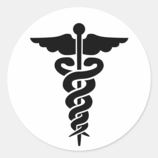Adesivo Redondo Símbolo médico Caduceus