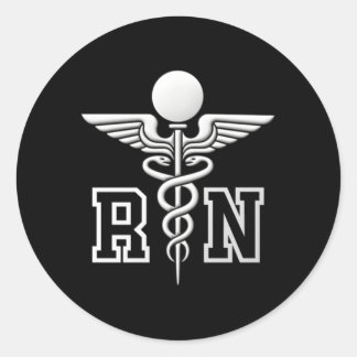 Adesivo Redondo Símbolo Médico de Enfermeiro Caduceus Registrado R