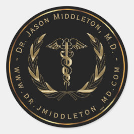 Adesivo Redondo Símbolo médico - Preto e Dourado