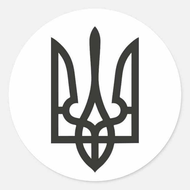 Adesivo Redondo Símbolo nacional do país emblema da Ucrânia (Frente)