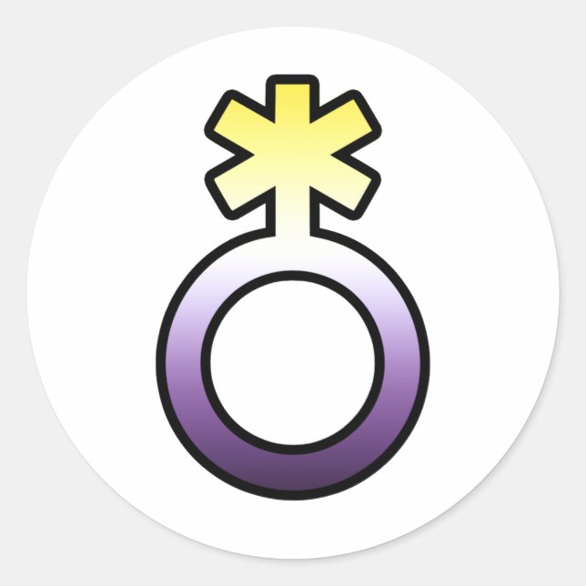 Adesivo Redondo Símbolo não binário (Frente)