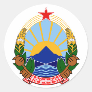 Adesivo Redondo Símbolo oficial da heráldica de Macedónia da