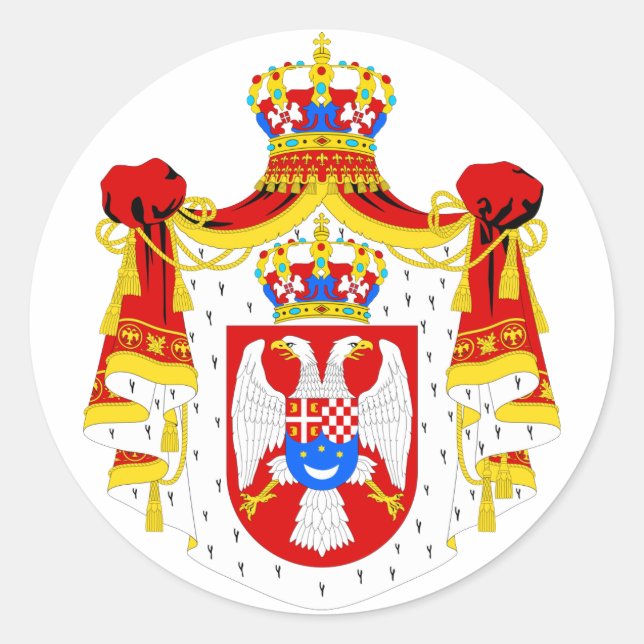 Adesivo Redondo Símbolo Oficial do Reino da Jugoslávia, casaco de  (Frente)
