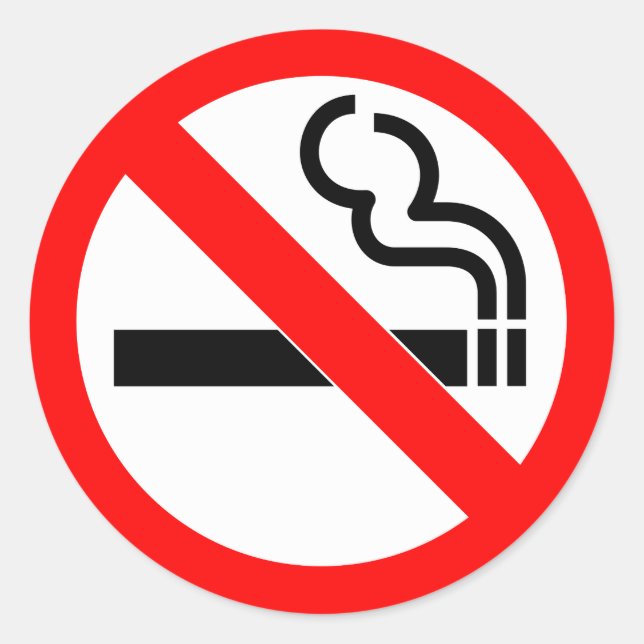 Adesivo Redondo Símbolo oficial internacional de não fumar (Frente)