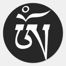 Adesivo Redondo Símbolo Om Escrita do Idioma Tibetano