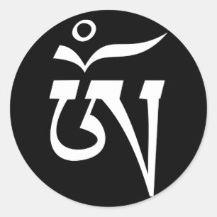 Adesivo Redondo Símbolo Om Escrita do Idioma Tibetano