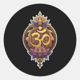 Adesivo Redondo Símbolo Om Espiritual Meditar Ioga Mantra Divino