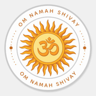 Adesivo Redondo Símbolo Om no Design hindu espiritual solar radian